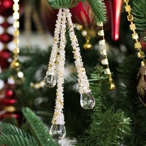 Balsam Hill Small Icy Teardrop glass Christmas tree ornament set of 12 NWT